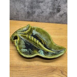 VTG‎ California Pottery Leaf Ashtray Avocado Green W 44 MCM BOHO Retro See Pic